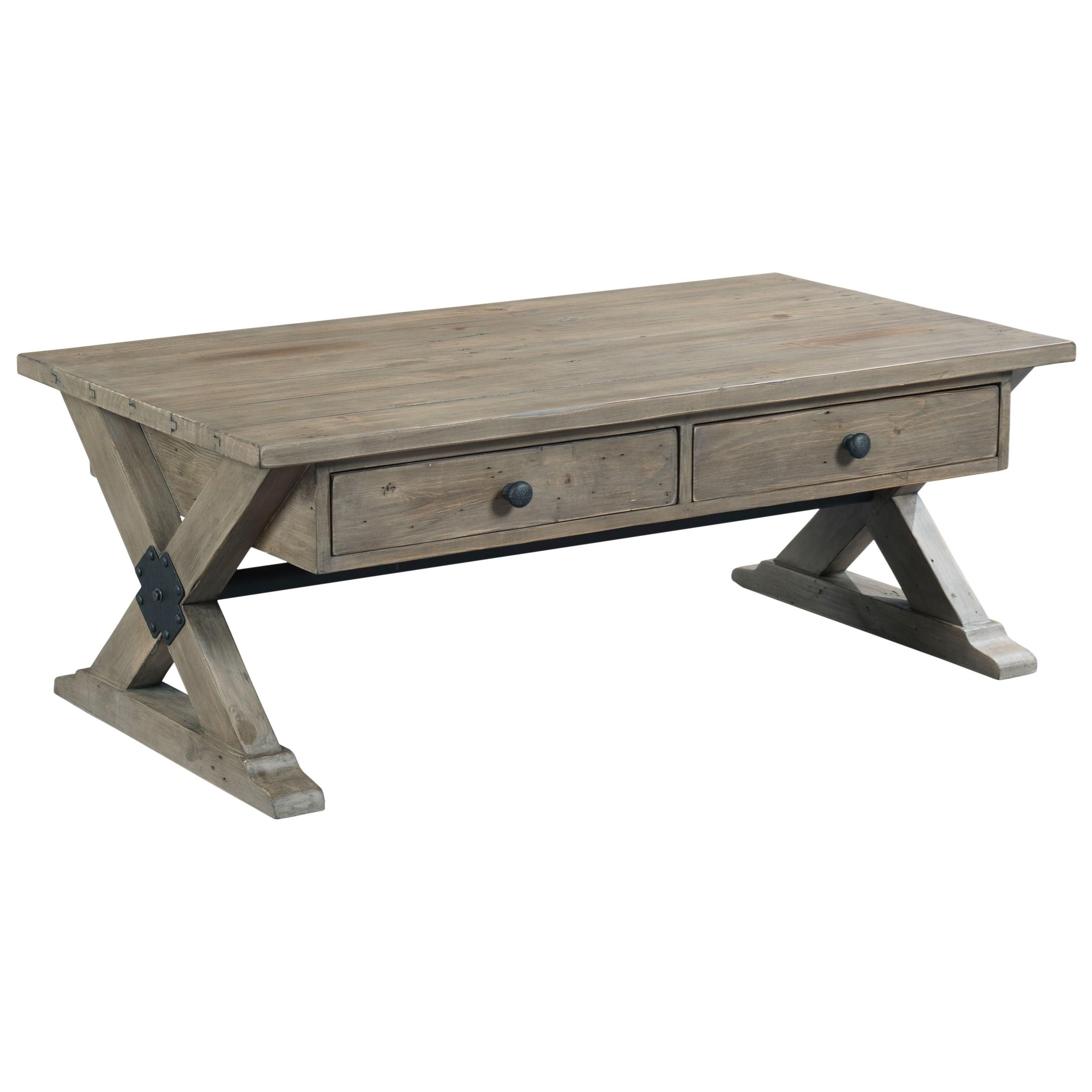 Hammary Prescott Trestle Rectangular Cocktail Table with 2 Drawers